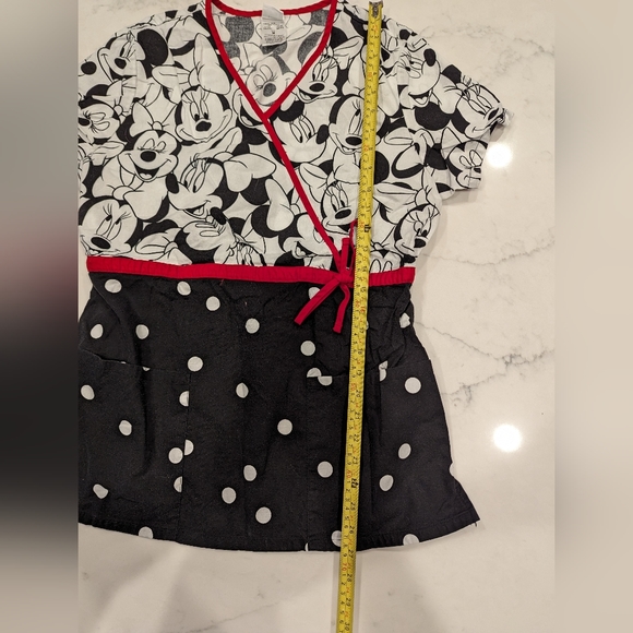 Cherokee Tooniform Women's Disney Minnie Mouse Print Mock Wrap Scrub Top 6625C - Picture 2 of 6